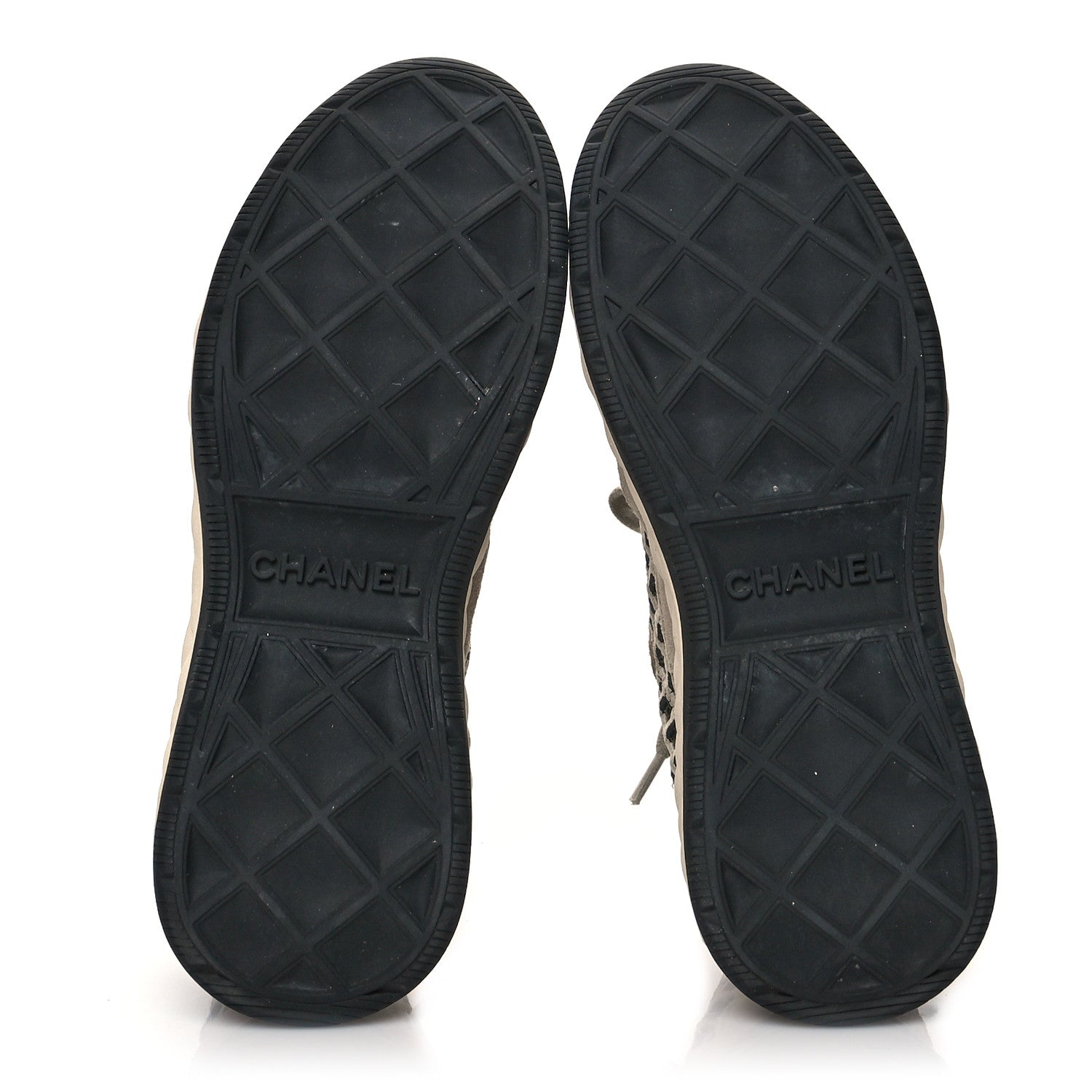 Chanel Suede Calfskin Embroidered CC Sneakers 35.5 Beige Black 5 of 8