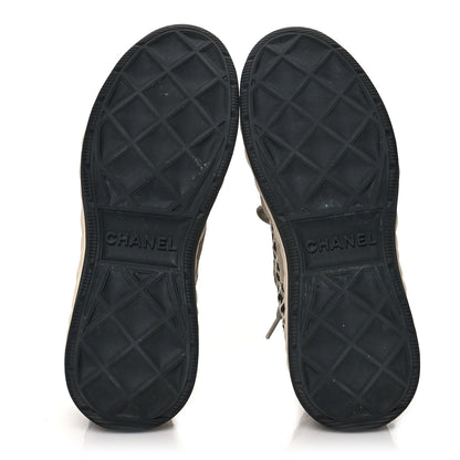 Chanel Suede Calfskin Embroidered CC Sneakers 35.5 Beige Black 5 of 8