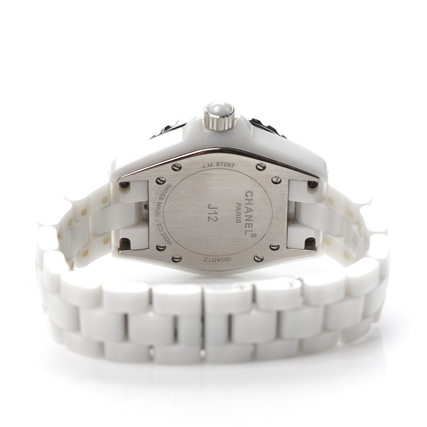 Stainless Steel Ceramic Diamond 33mm J12 Quartz Watch White