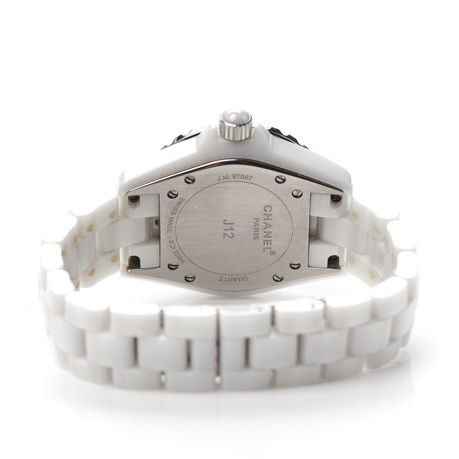 Chanel Stainless Steel Ceramic Diamond 33mm J12 Quartz Watch White 4 of 6