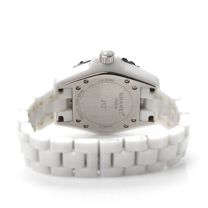 Chanel Stainless Steel Ceramic Diamond 33mm J12 Quartz Watch White 4 of 6
