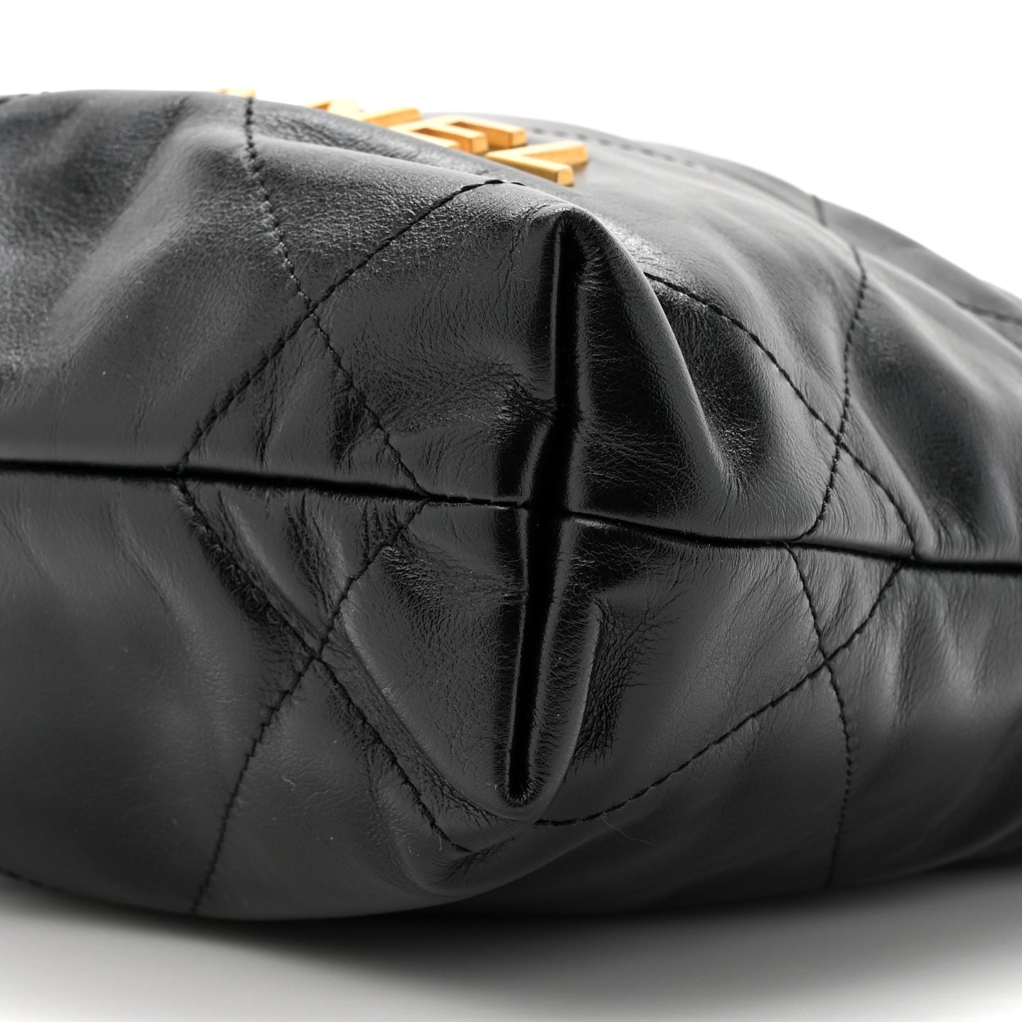 Shiny Calfskin Quilted Mini Chanel 22 Black