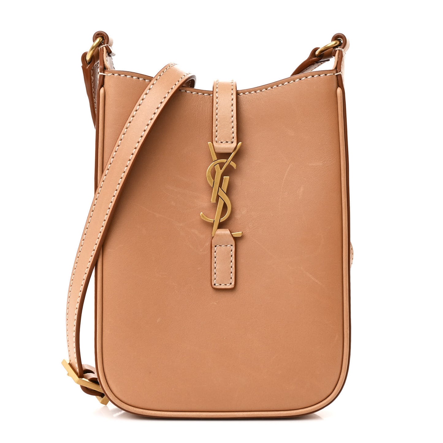 Smooth Calfskin Le 5 A 7 Vertical Hobo Brown Gold