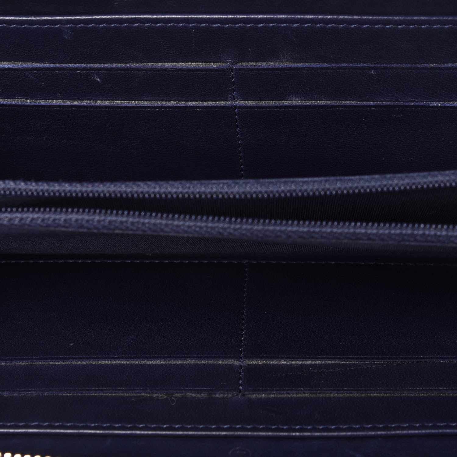 Chanel Woven Lambskin Quilted Large Zip Around Wallet Navy 5 of 14