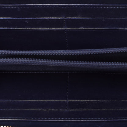 Chanel Woven Lambskin Quilted Large Zip Around Wallet Navy 5 of 14