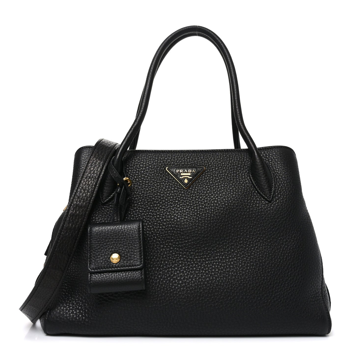 Vitello Daino Soft Zippered Top Handle Bag Black