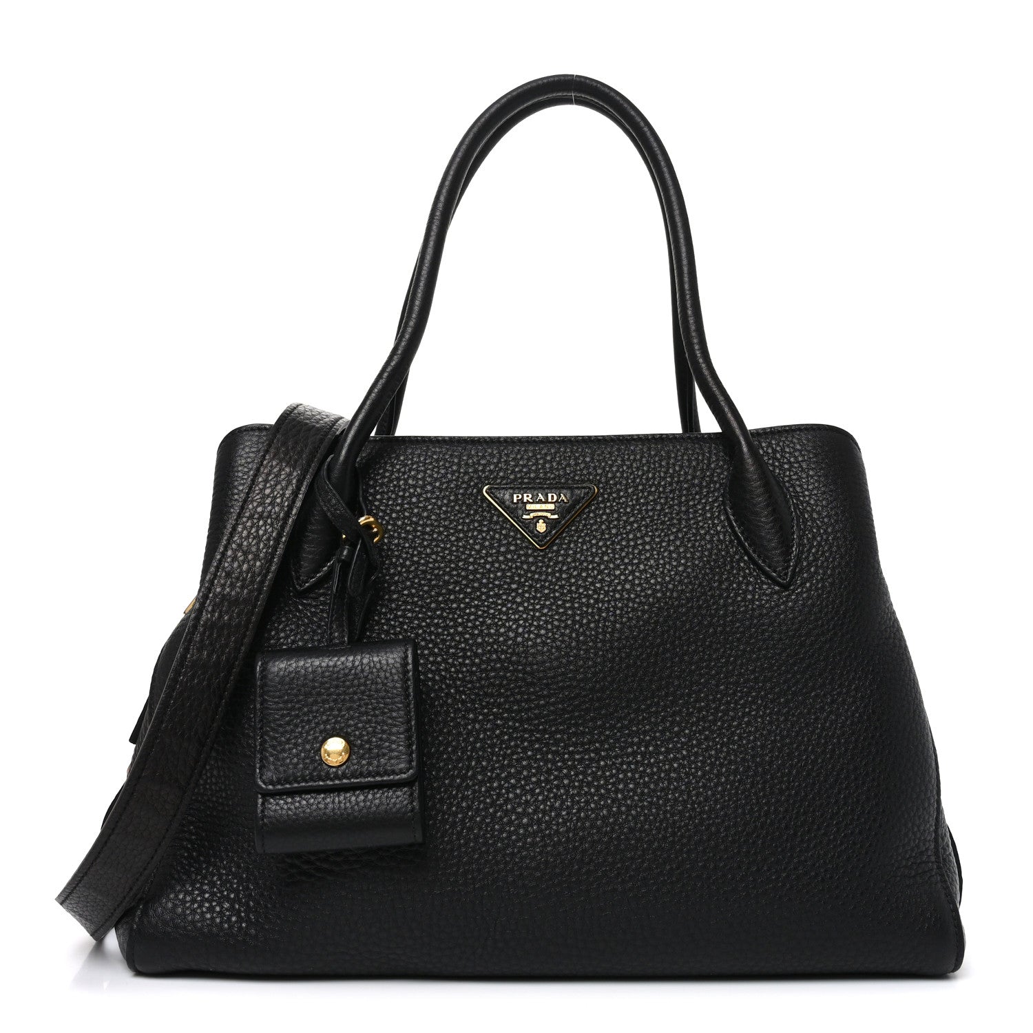 Prada Vitello Daino Soft Zippered Top Handle Bag Black 1 of 9