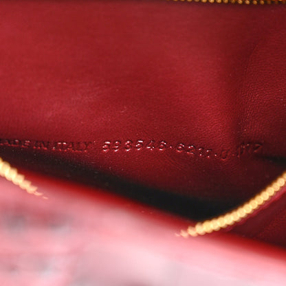 Balenciaga Shiny Calfskin Crocodile Embossed Small Hourglass Top Handle Bag Dark Red 8 of 12