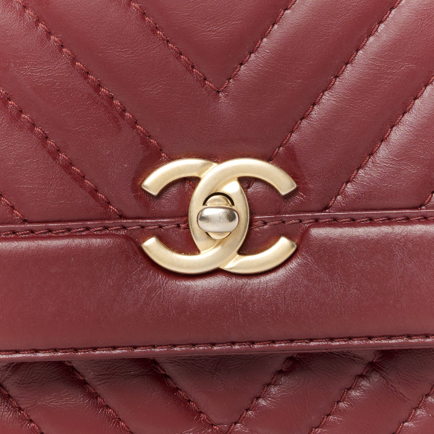 Chanel Calfskin Chevron Quilted Top Handle Flap Red 9 of 12