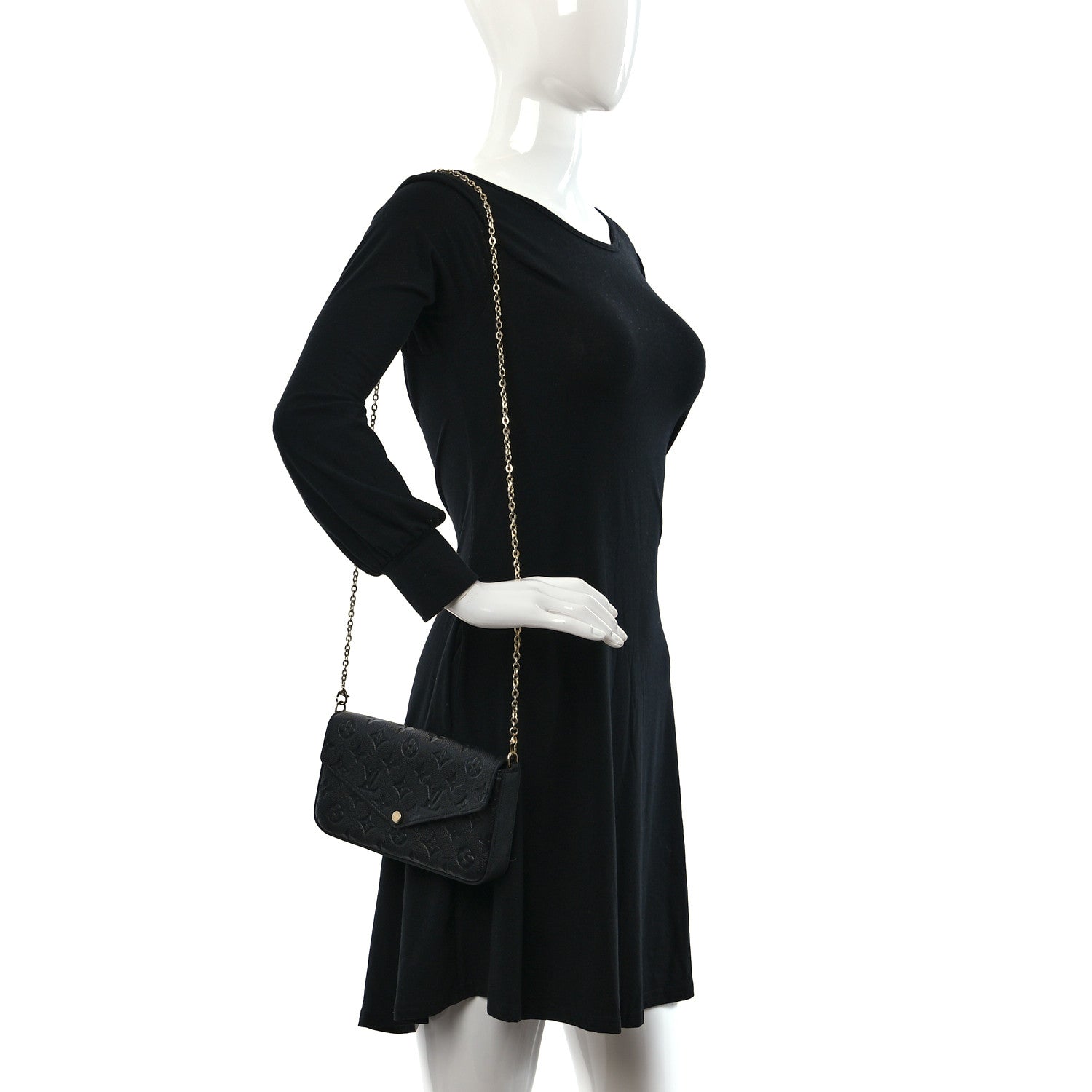 Louis Vuitton Empreinte Pochette Felicie Chain Wallet Black 2 of 9