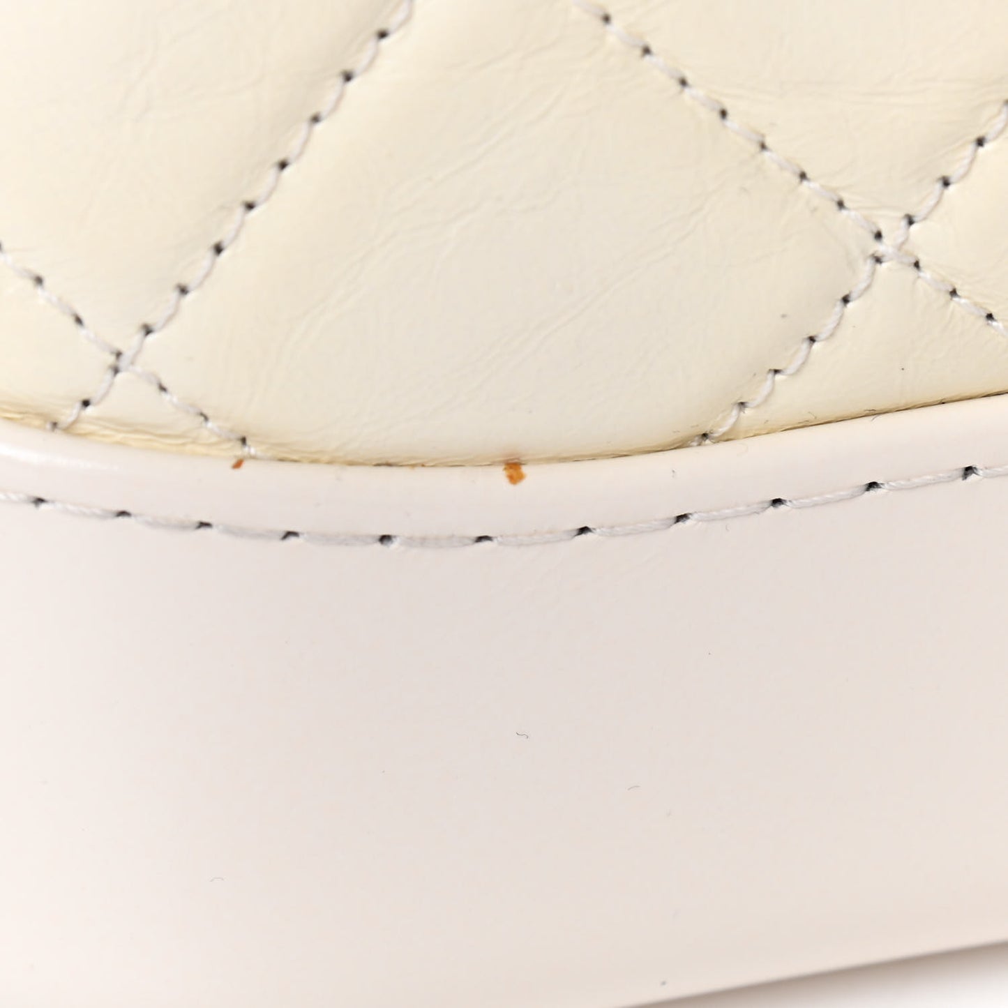 Aged Calfskin Quilted Small Gabrielle Hobo White