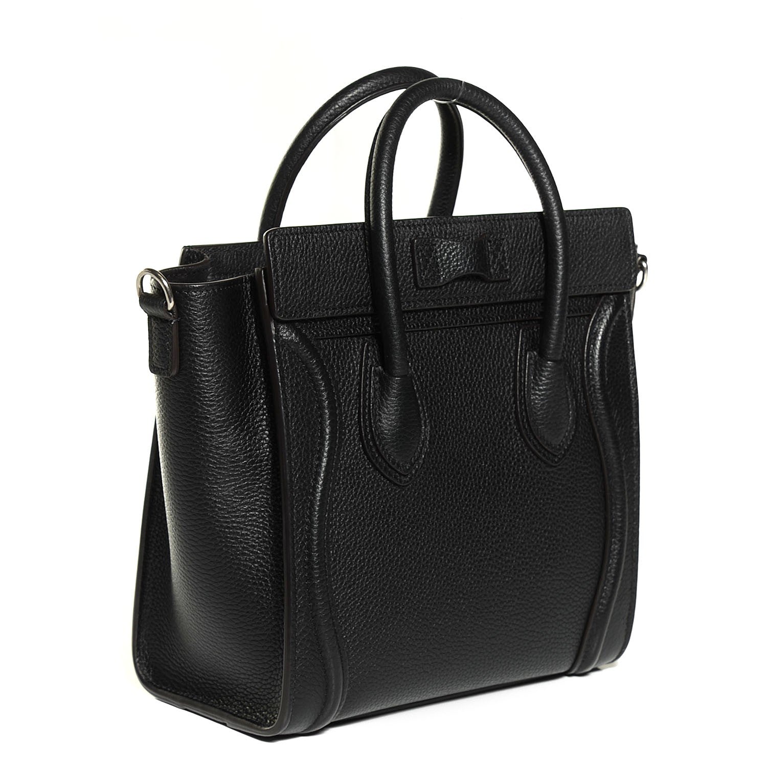 Celine Drummed Calfskin Nano Luggage Black 3 of 10