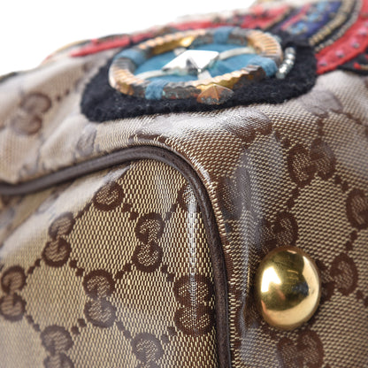 Gucci Crystal Monogram Fable Embroidered Large Babouska Boston Beige 9 of 20