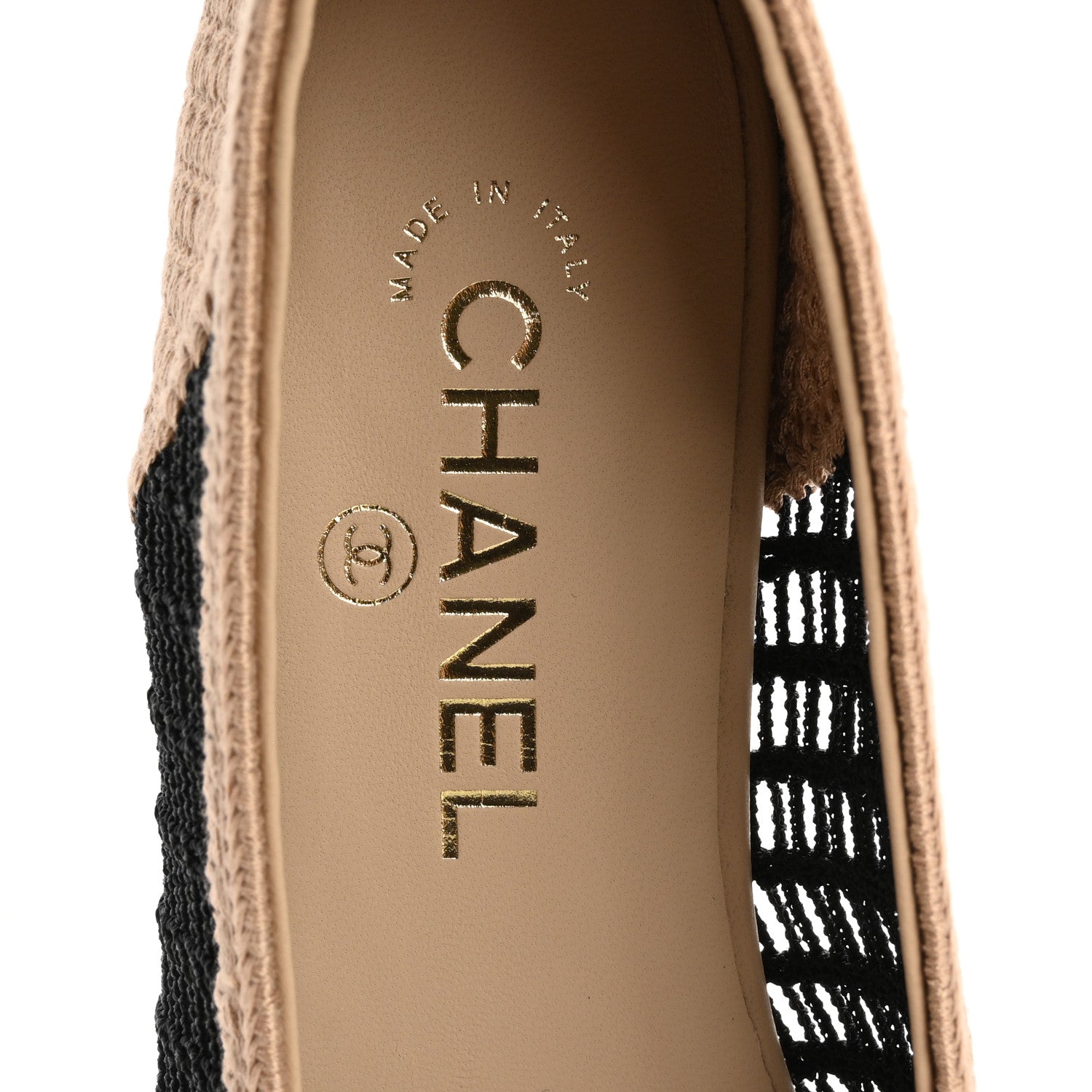 Chanel Raffia Cap Toe Ballerina Flats 37.5 Black Beige 7 of 9