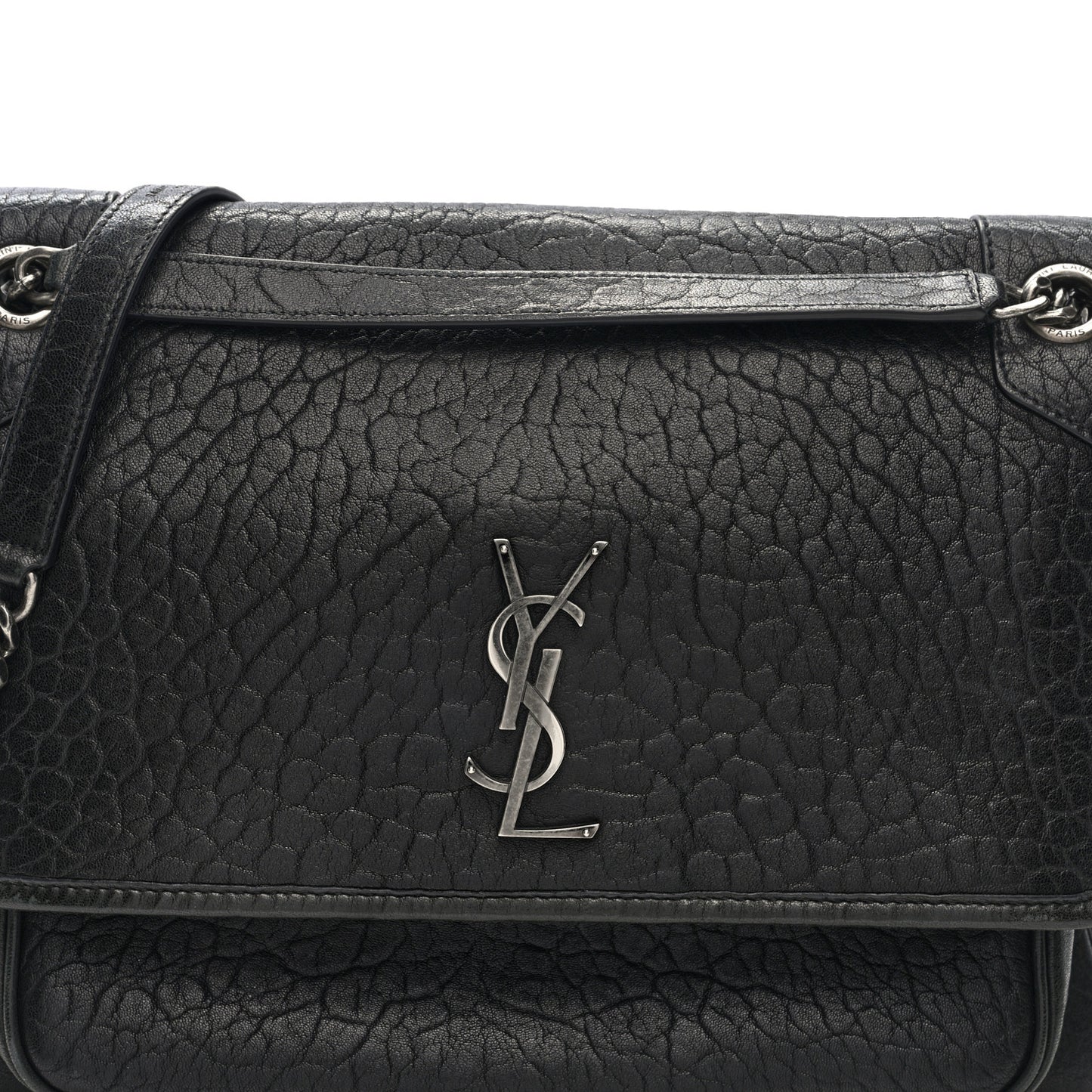 Grained Lambskin Monogram Large Niki Chain Satchel Black