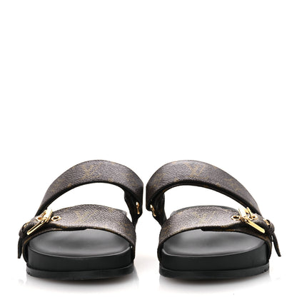 Louis Vuitton Monogram Bom Dia Mule Sandals 38 Black 3 of 12