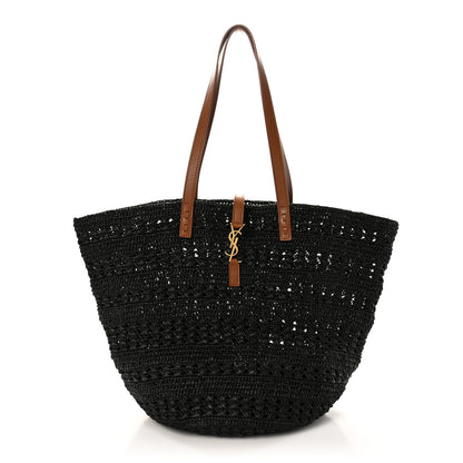 Saint Laurent Raffia Calfskin Medium Panier Tote Black 1 of 9