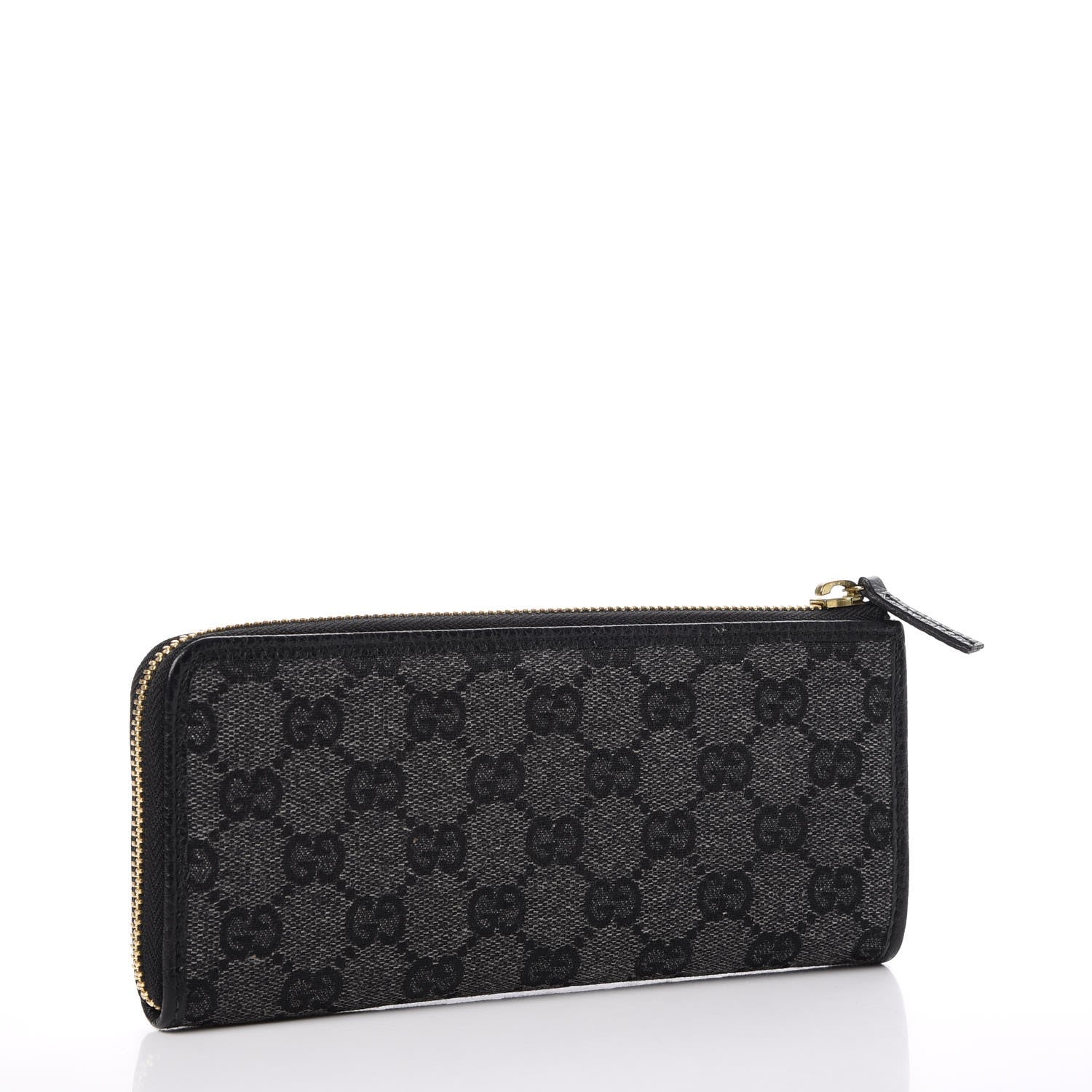 Gucci Denim Monogram Zip Around Wallet Black 3 of 11