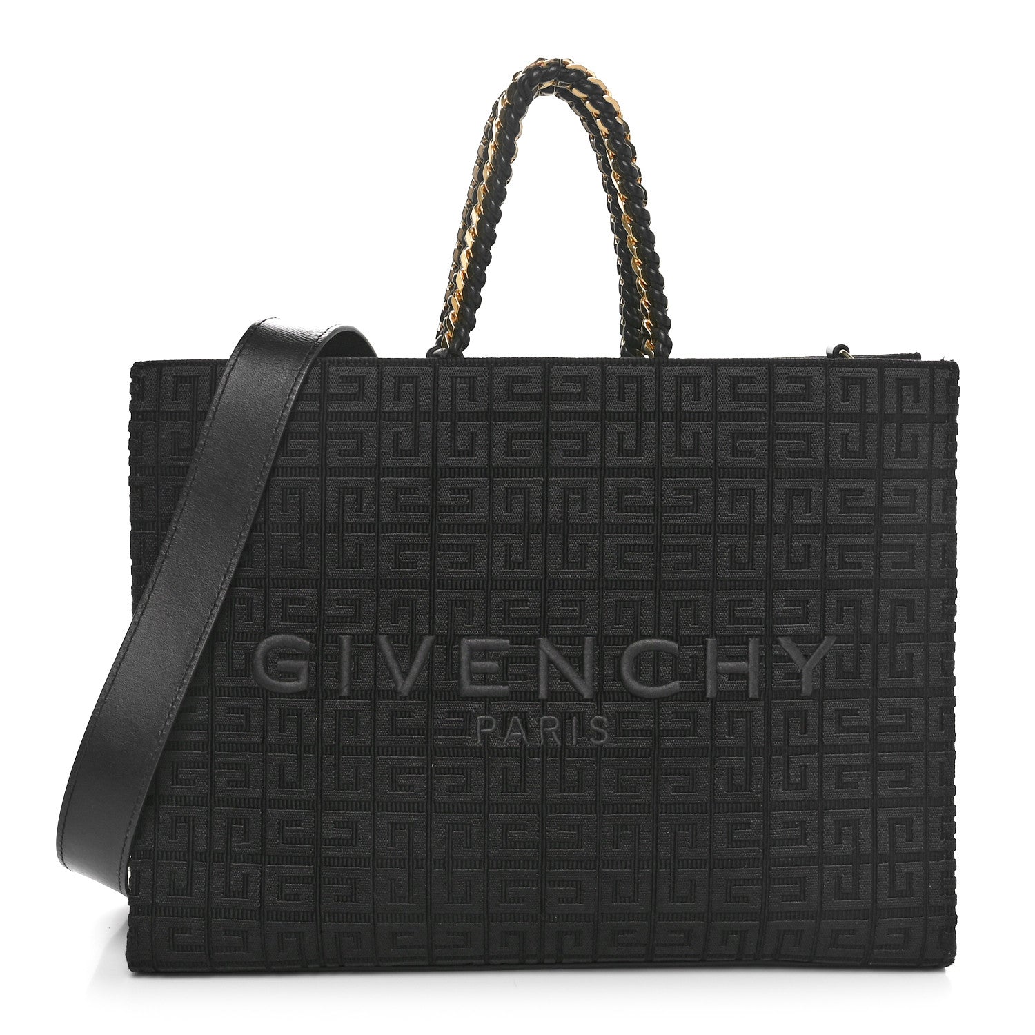 Givenchy Canvas Jacquard 4G Medium Chain Tote Black 1 of 10
