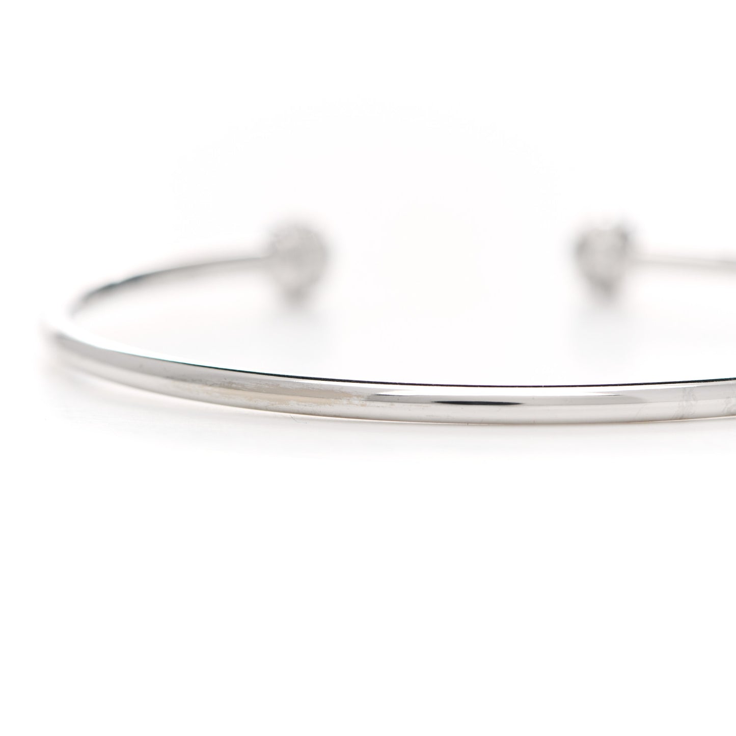 18K White Gold Diamond Thin Possession Open Bangle Bracelet