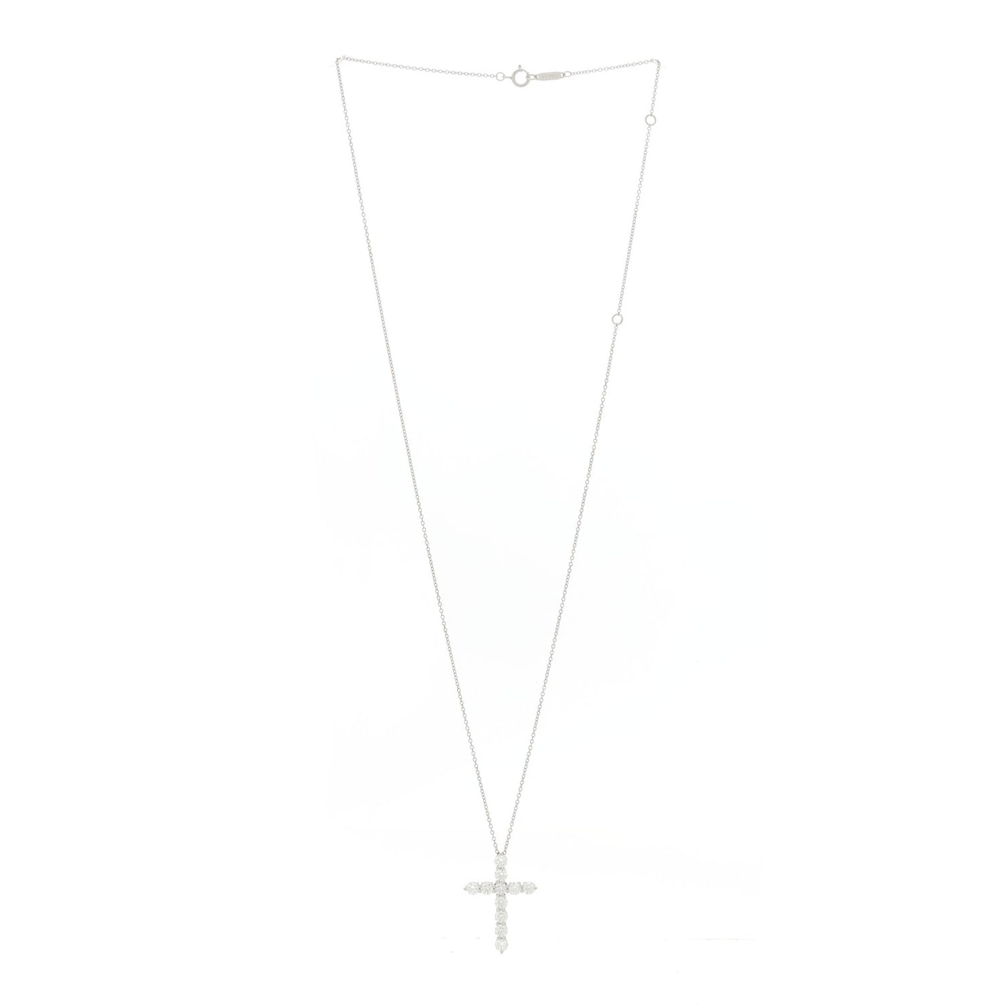 Platinum Diamond Large Cross Pendant Necklace