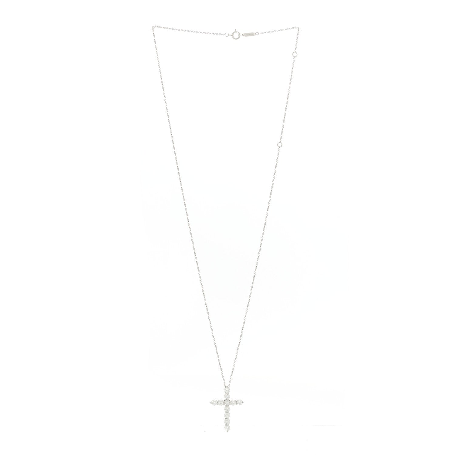 Tiffany Platinum Diamond Large Cross Pendant Necklace 3 of 7