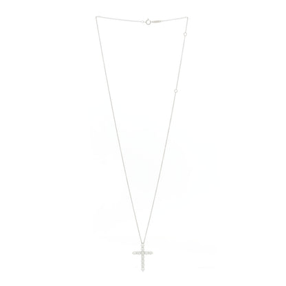 Tiffany Platinum Diamond Large Cross Pendant Necklace 3 of 7