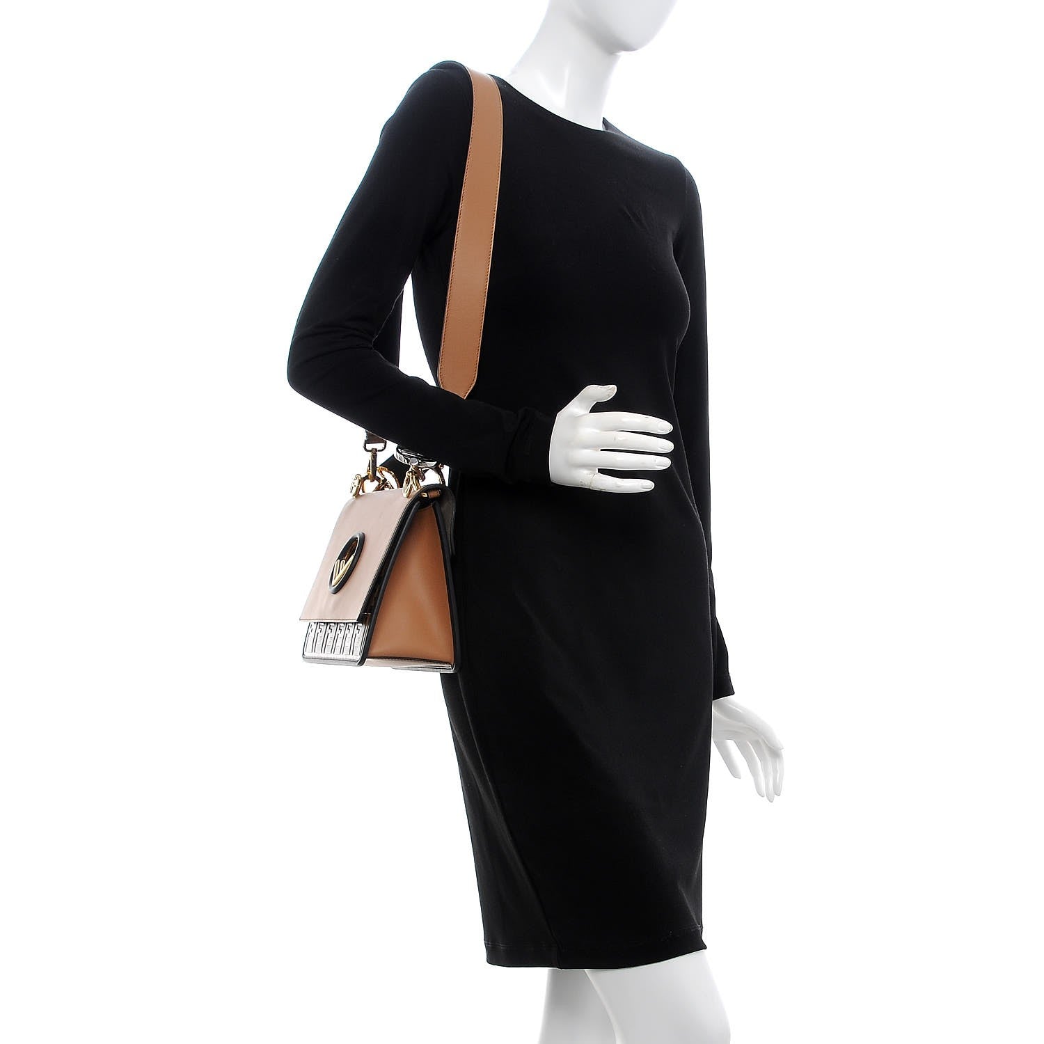 Fendi Vitello Century F is Fendi FF Embossed Kan I Shoulder Bag Orzo Tobacco 2 of 10