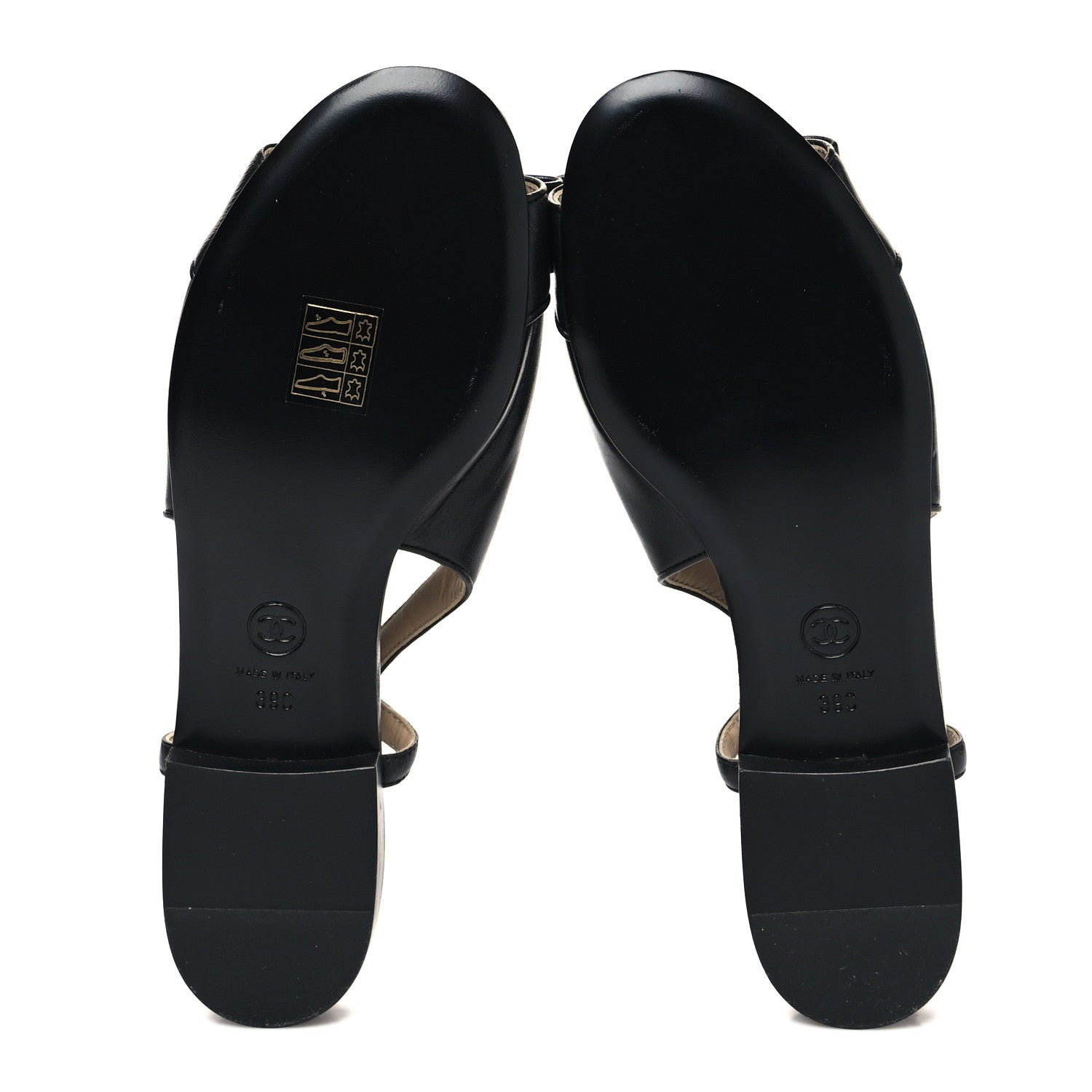 Chanel Lambskin Peep Toe Bow Slingback Flats 39 Black 5 of 10