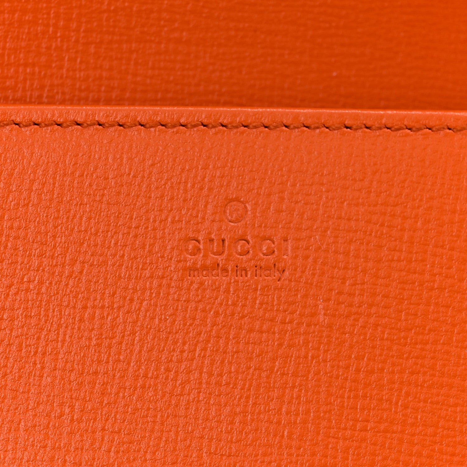 Gucci Azalea Calfskin Enamel Horsebit 1955 Wallet On Chain Deep Orange 6 of 11