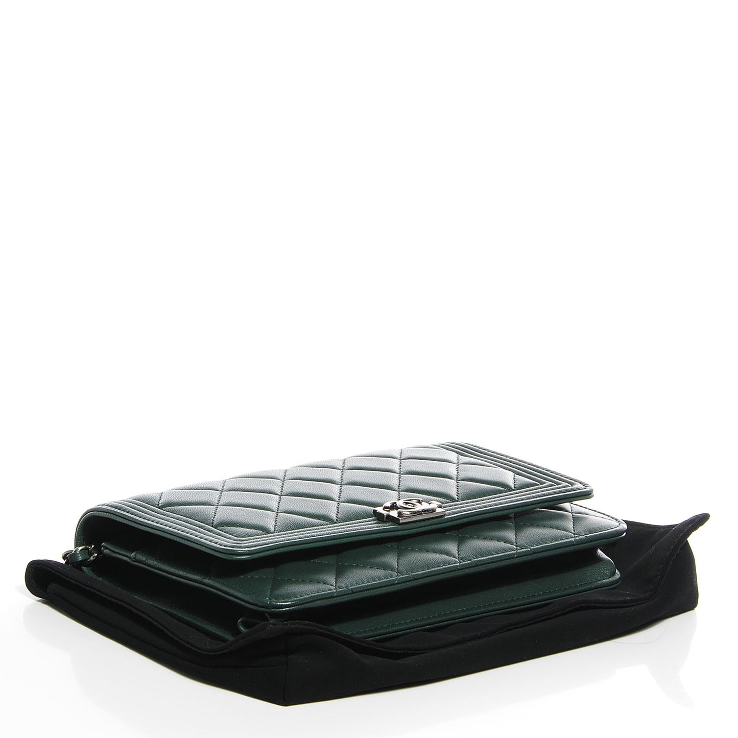 Lambskin Quilted Boy Wallet On Chain WOC Green