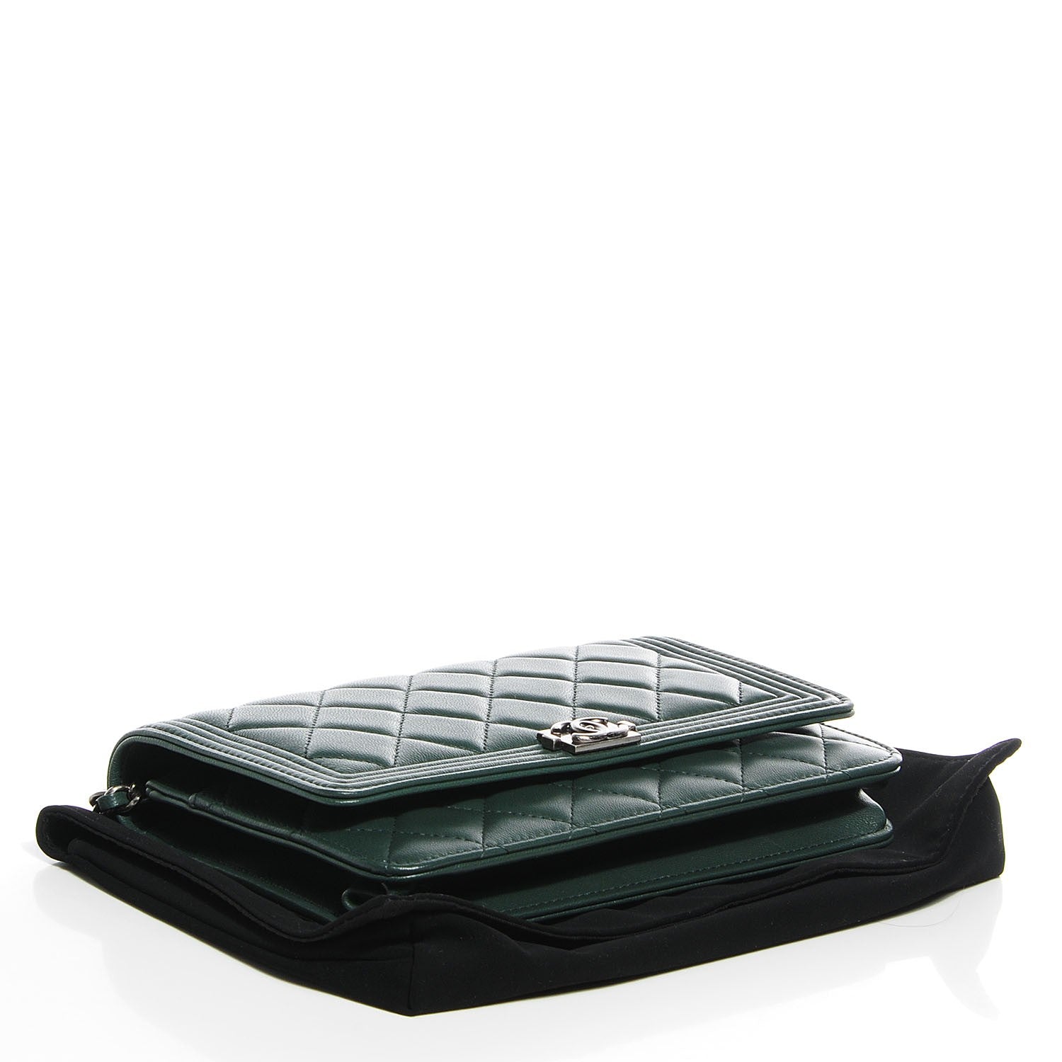 Chanel Lambskin Quilted Boy Wallet On Chain WOC Green 4 of 9