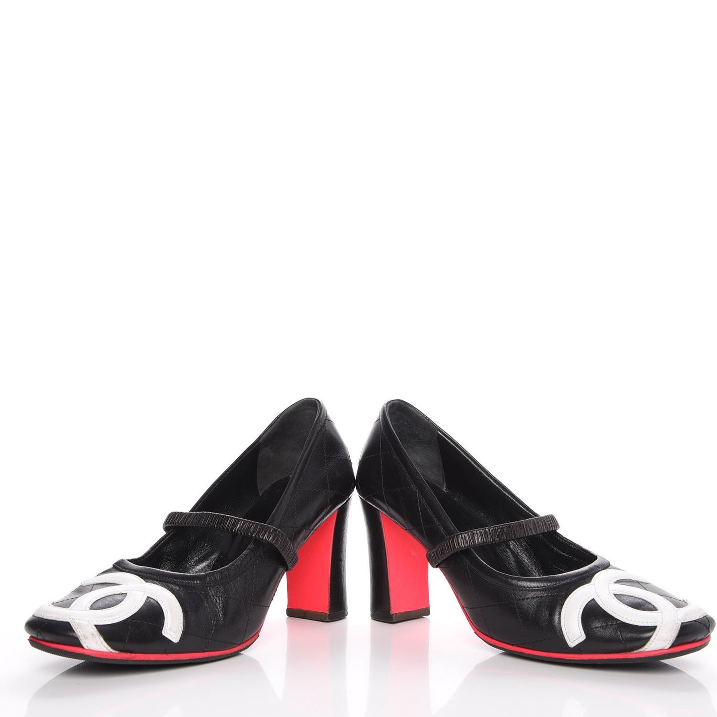 Calfskin Quilted Cambon Pumps 39.5 Black White