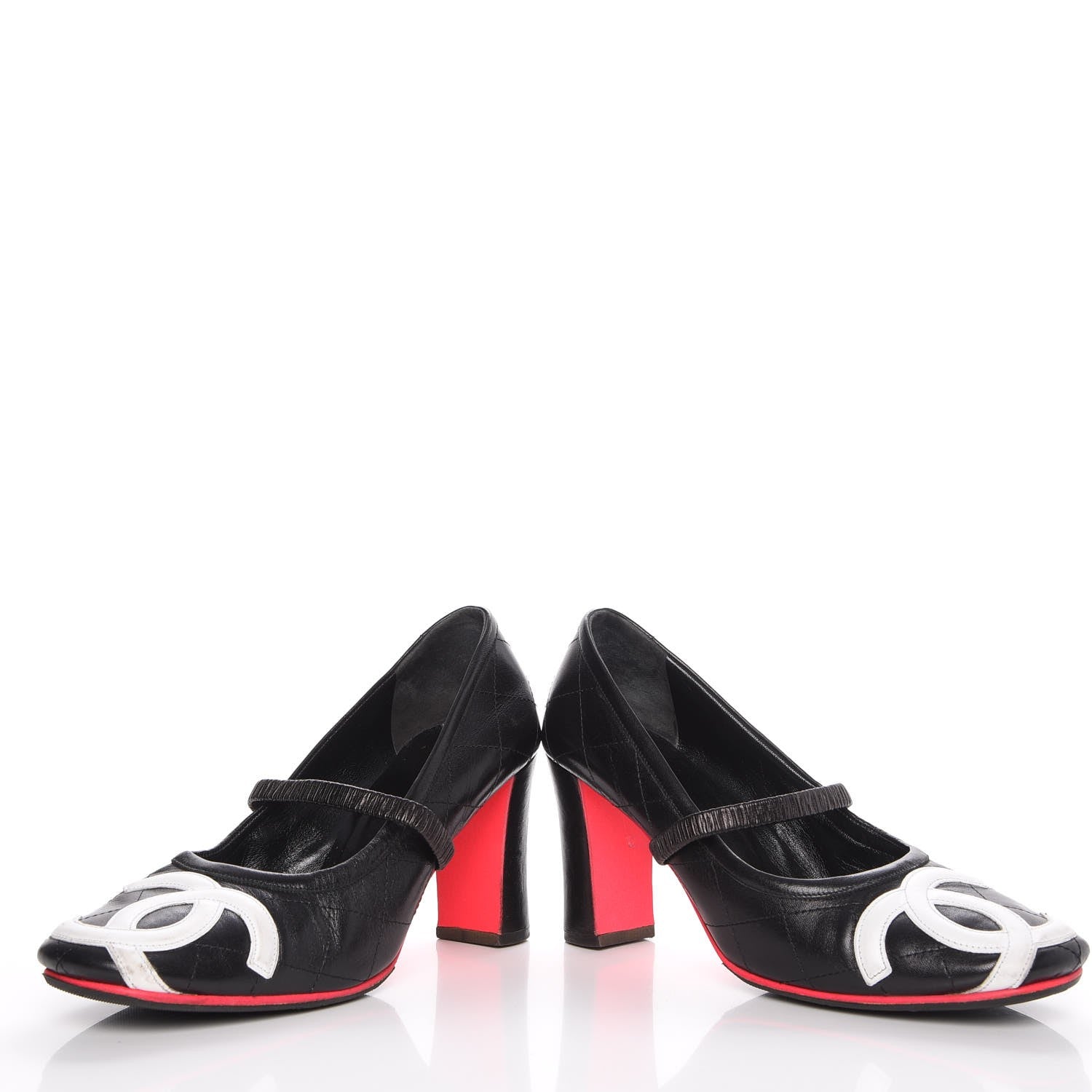 Chanel Calfskin Quilted Cambon Pumps 39.5 Black White 5 of 14