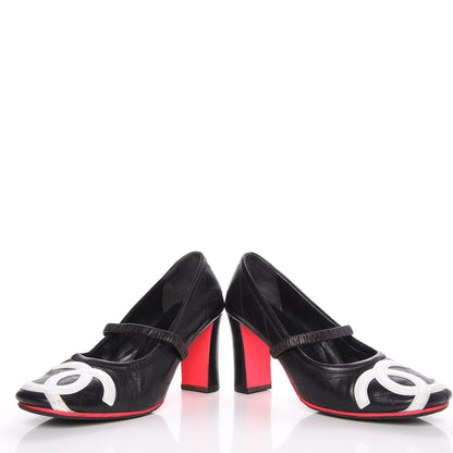 Chanel Calfskin Quilted Cambon Pumps 39.5 Black White 5 of 14