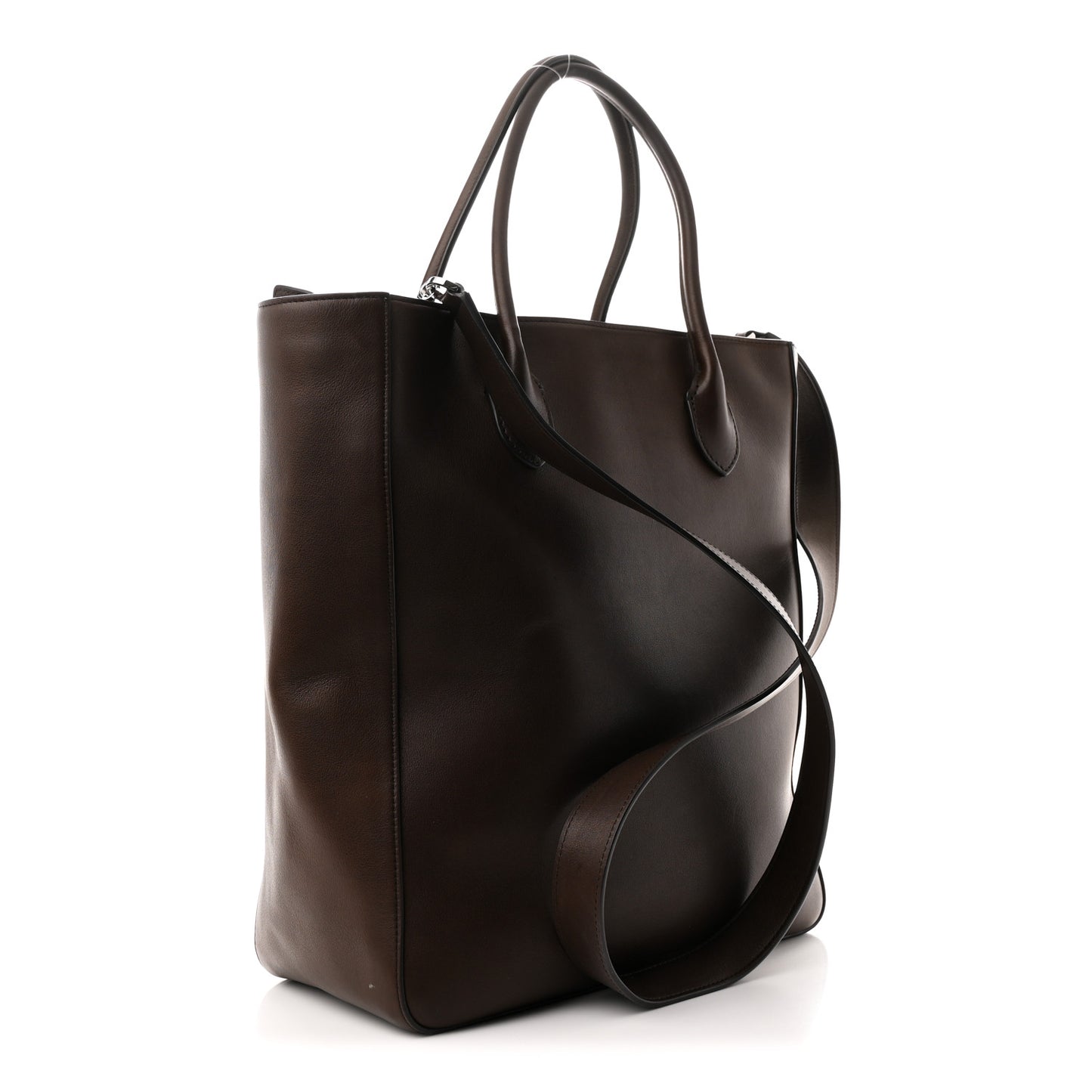 Calfskin Tall Day Luxe Tote Deep Brown