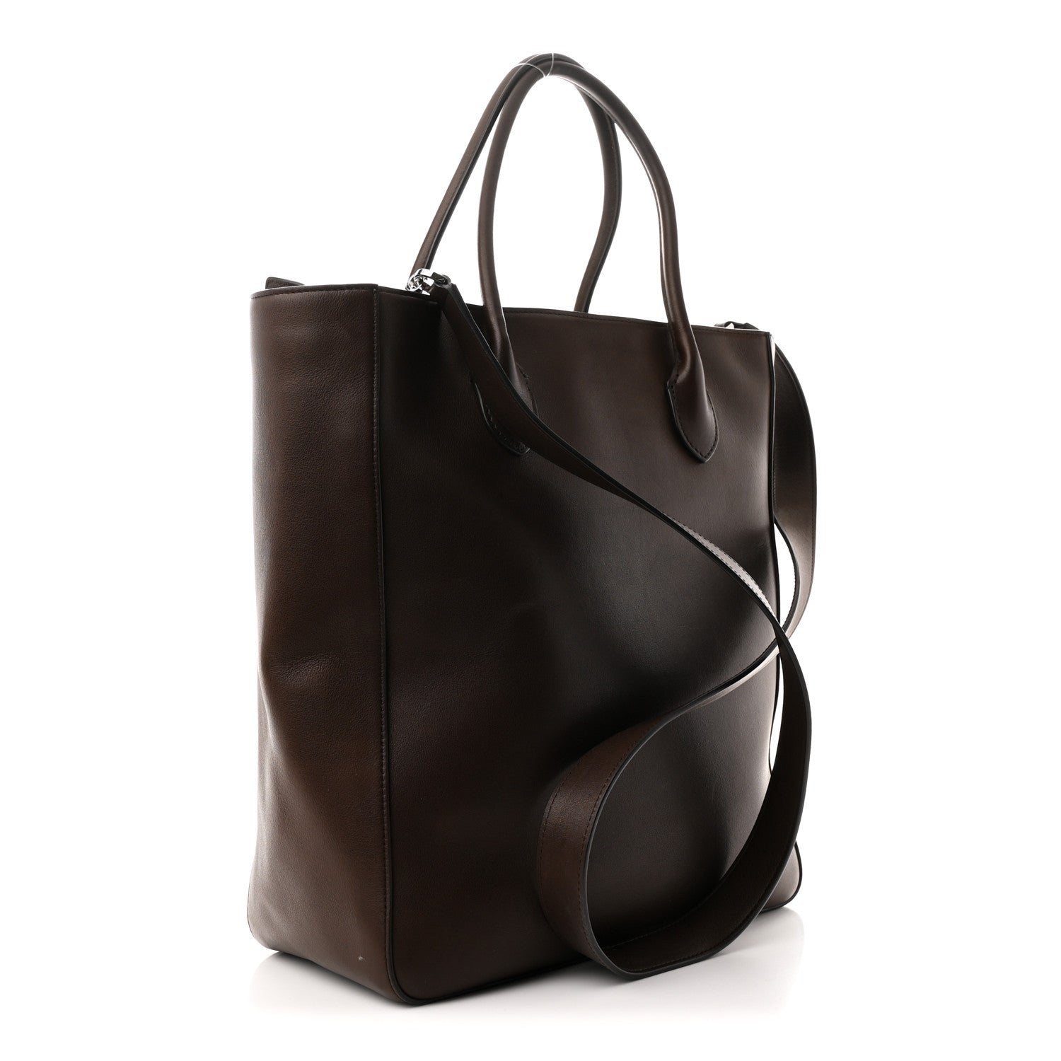 The Row Calfskin Tall Day Luxe Tote Deep Brown 3 of 9
