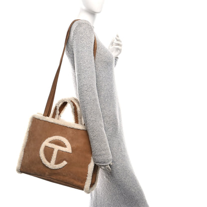 Telfar X UGG Suede Shearling Medium Shopping Bag Chestnut 2 of 10