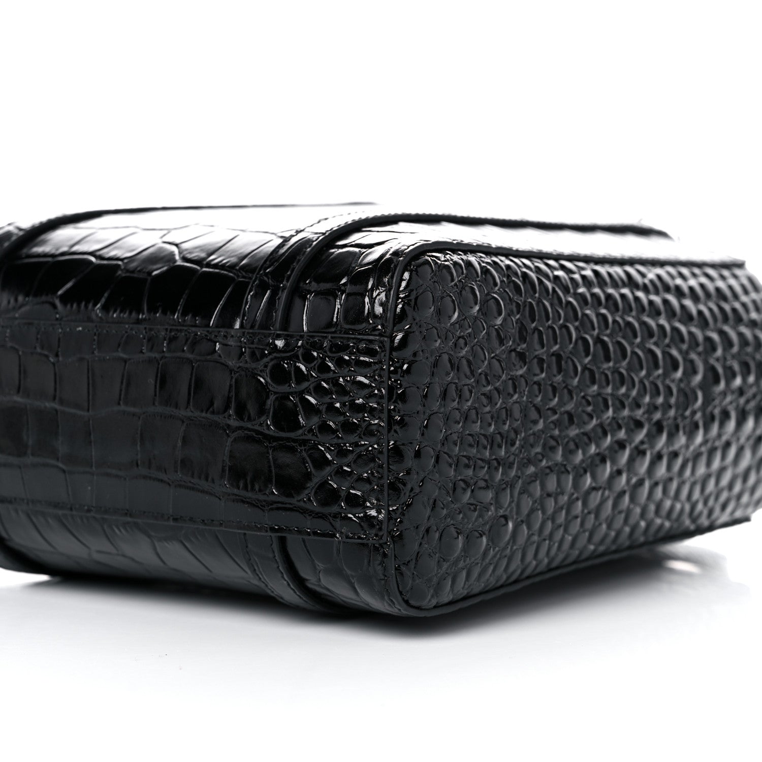 Balenciaga Shiny Calfskin Logo Crocodile Embossed XXS Everyday Tote Black 8 of 8