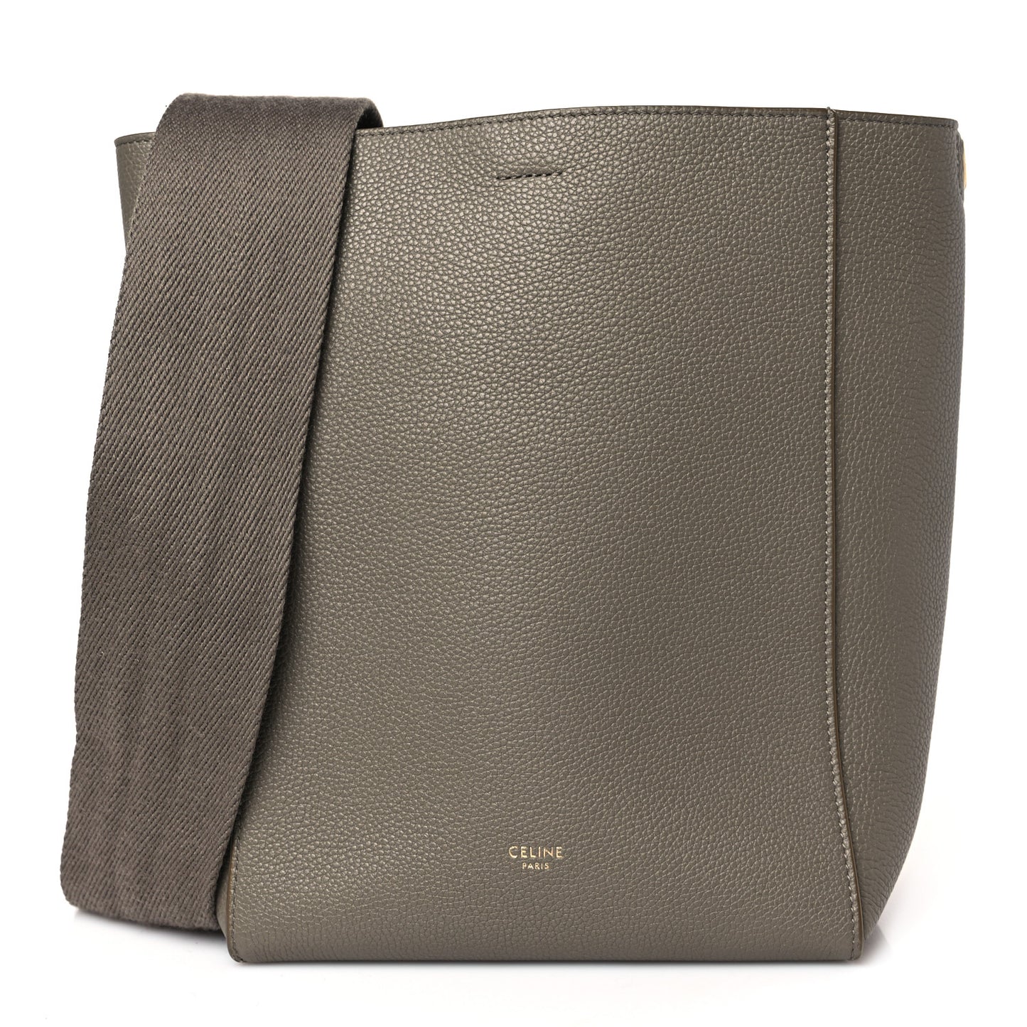 Grained Calfskin Small Sangle Bucket Bag Taupe
