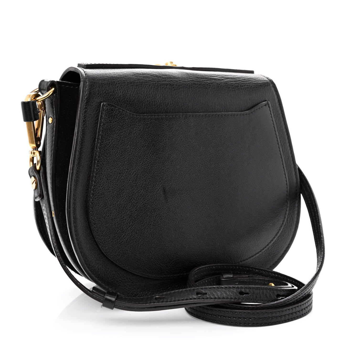 Calfskin Suede Medium Nile Bracelet Bag Black