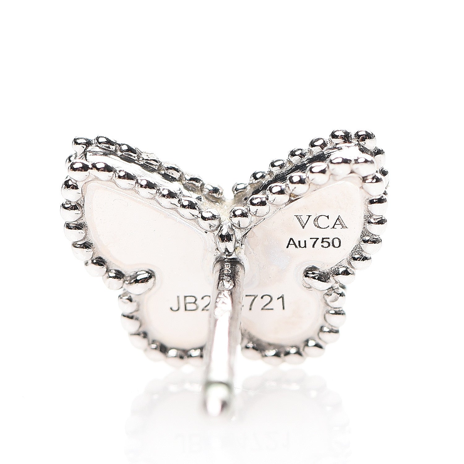 Van Cleef & Arpels 18K White Gold Turquoise Sweet Alhambra Butterfly Earrings 5 of 5