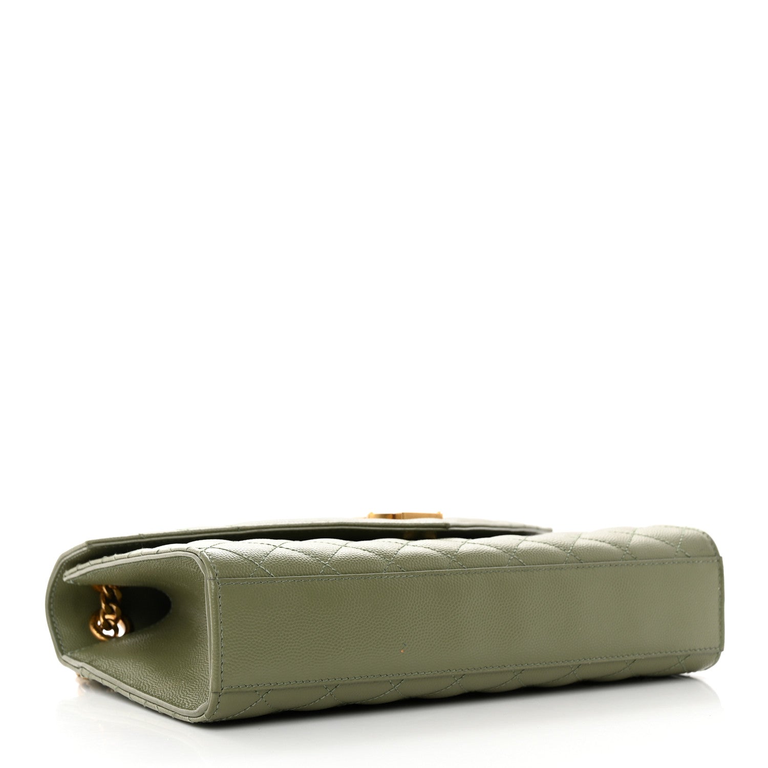 Saint Laurent Grain De Poudre Textured Mixed Matelasse Medium Triquilt Monogram Satchel Vert Kaki 4 of 17