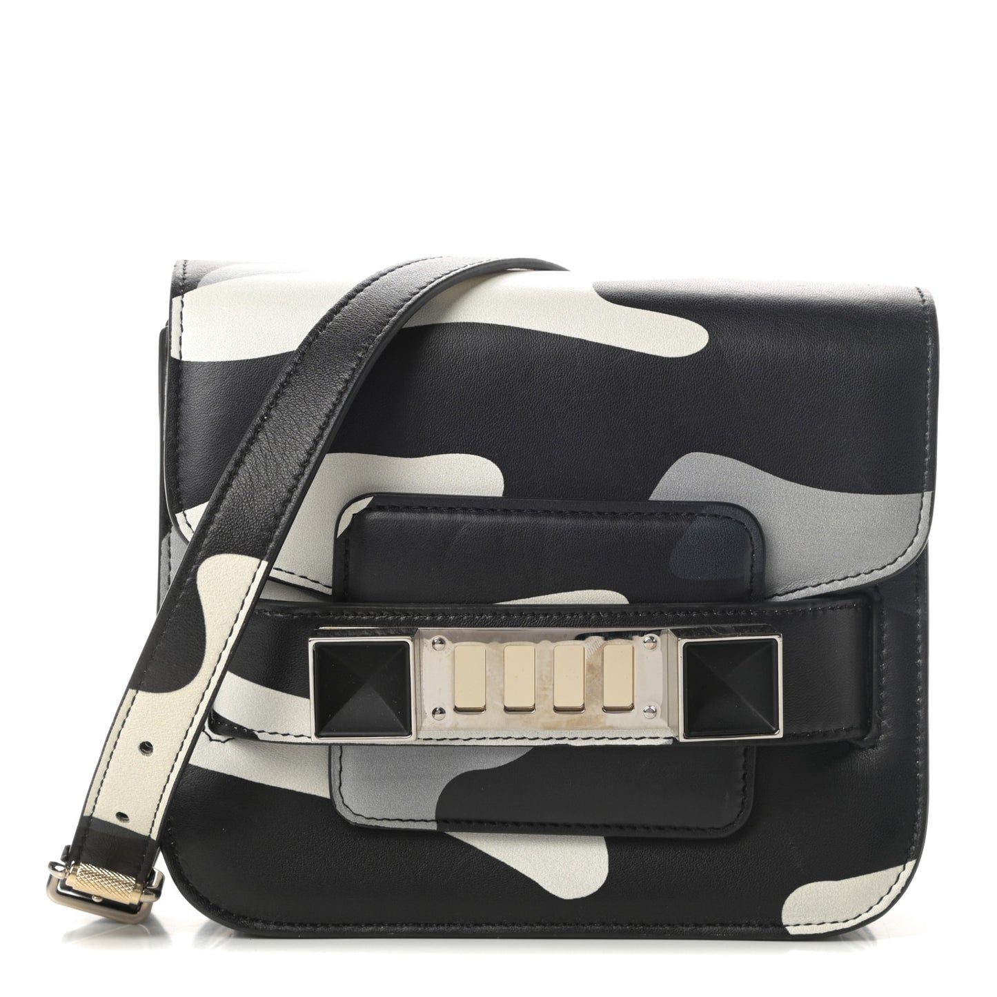 Calfskin Camouflage Tiny PS11 Classic Shoulder Bag Black