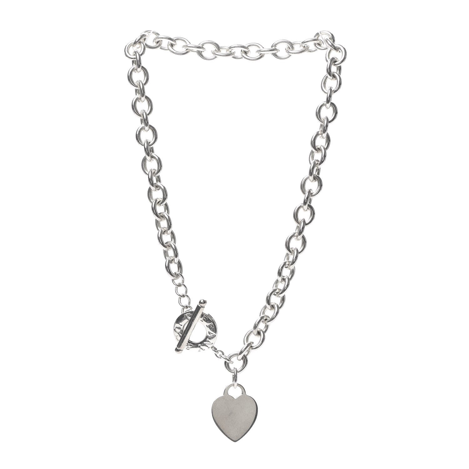 Tiffany Sterling Silver Heart Tag Toggle Necklace 3 of 5