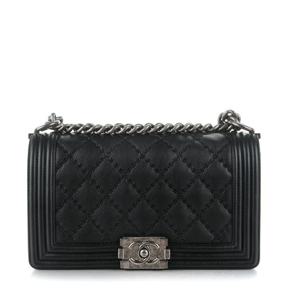 Chanel Calfskin Double Stitch Medium Boy Flap Black 1 of 8