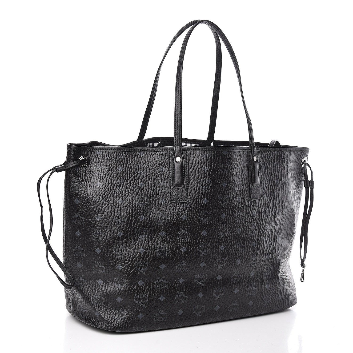 MCM Visetos Large Liz Reversible Shopper Tote Black 6 of 19