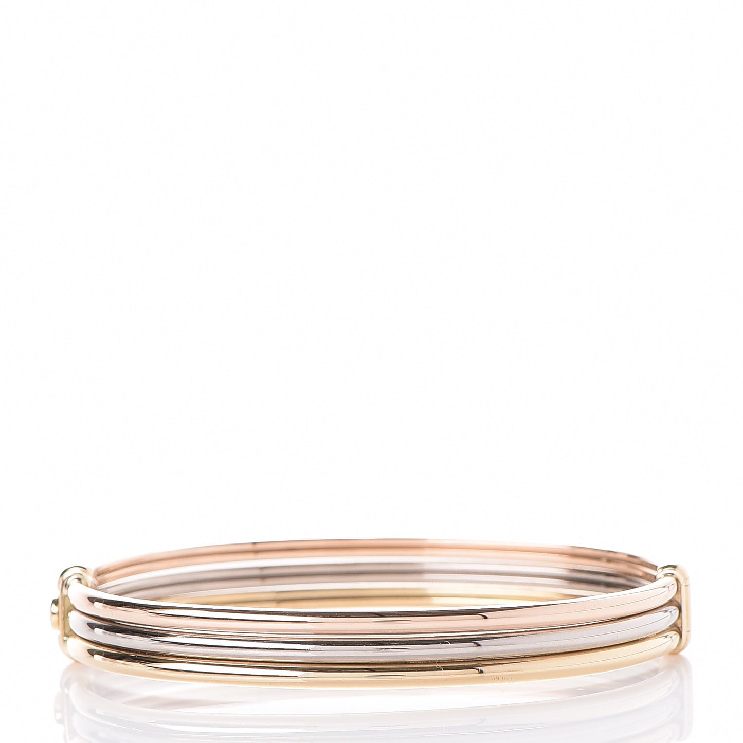 18K Pink Yellow White Gold Trinity Hinged Bangle Bracelet