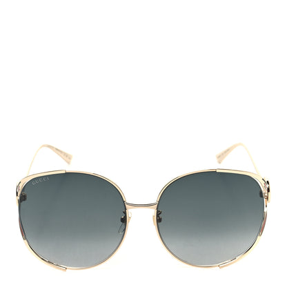 Gucci Metal Oversized Round Frame GG0225S Sunglasses Gold 2 of 8