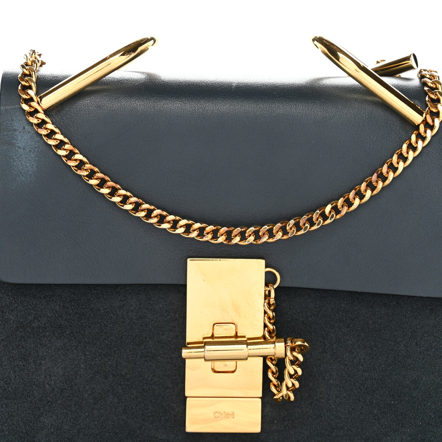 Suede Smooth Calfskin Mini Drew Shoulder Bag Cloudy Blue